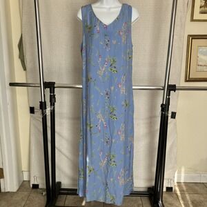 VTG 90s Nina Piccalino Floral Maxi Dress Large Fairy Whimsical Blue Slits